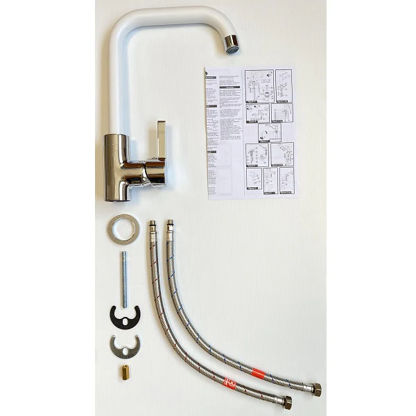 Mitigeur évier bec haut L COLORADO chromé/blanc - Image 3